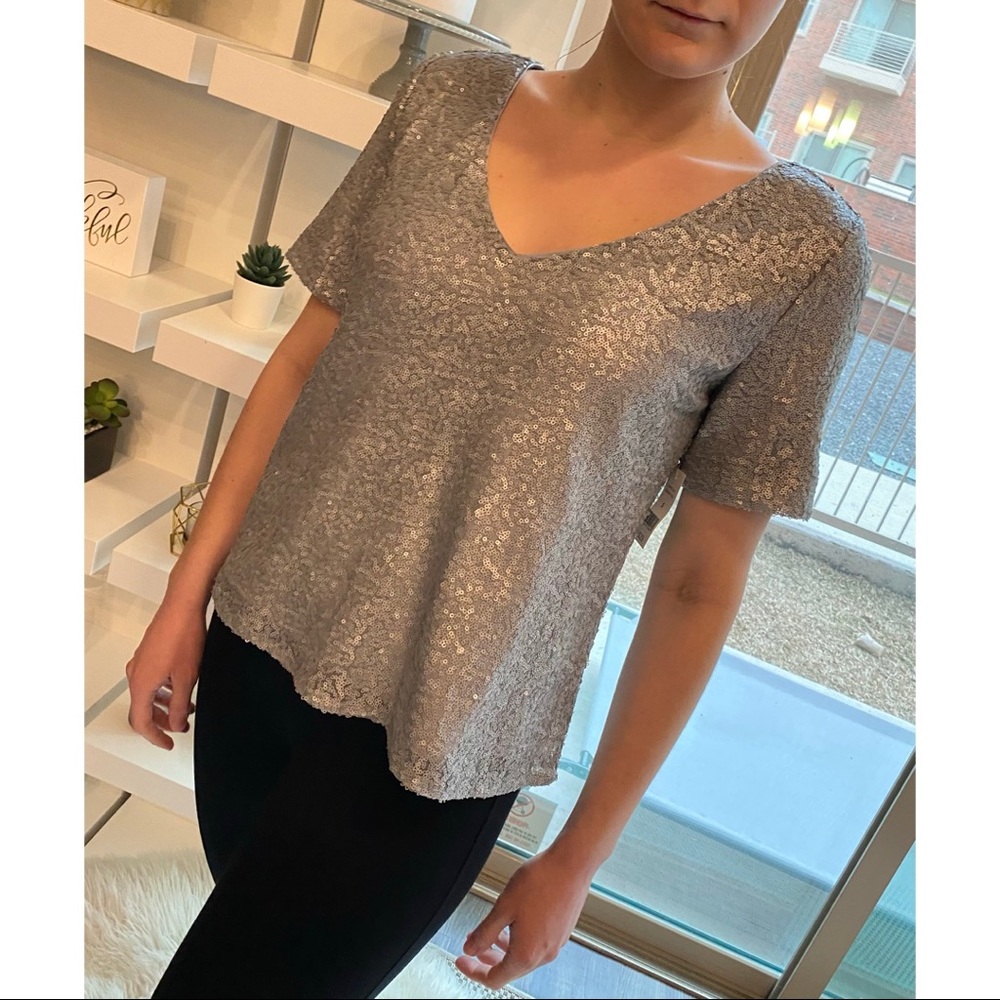 Dip Silver Sequin Tee